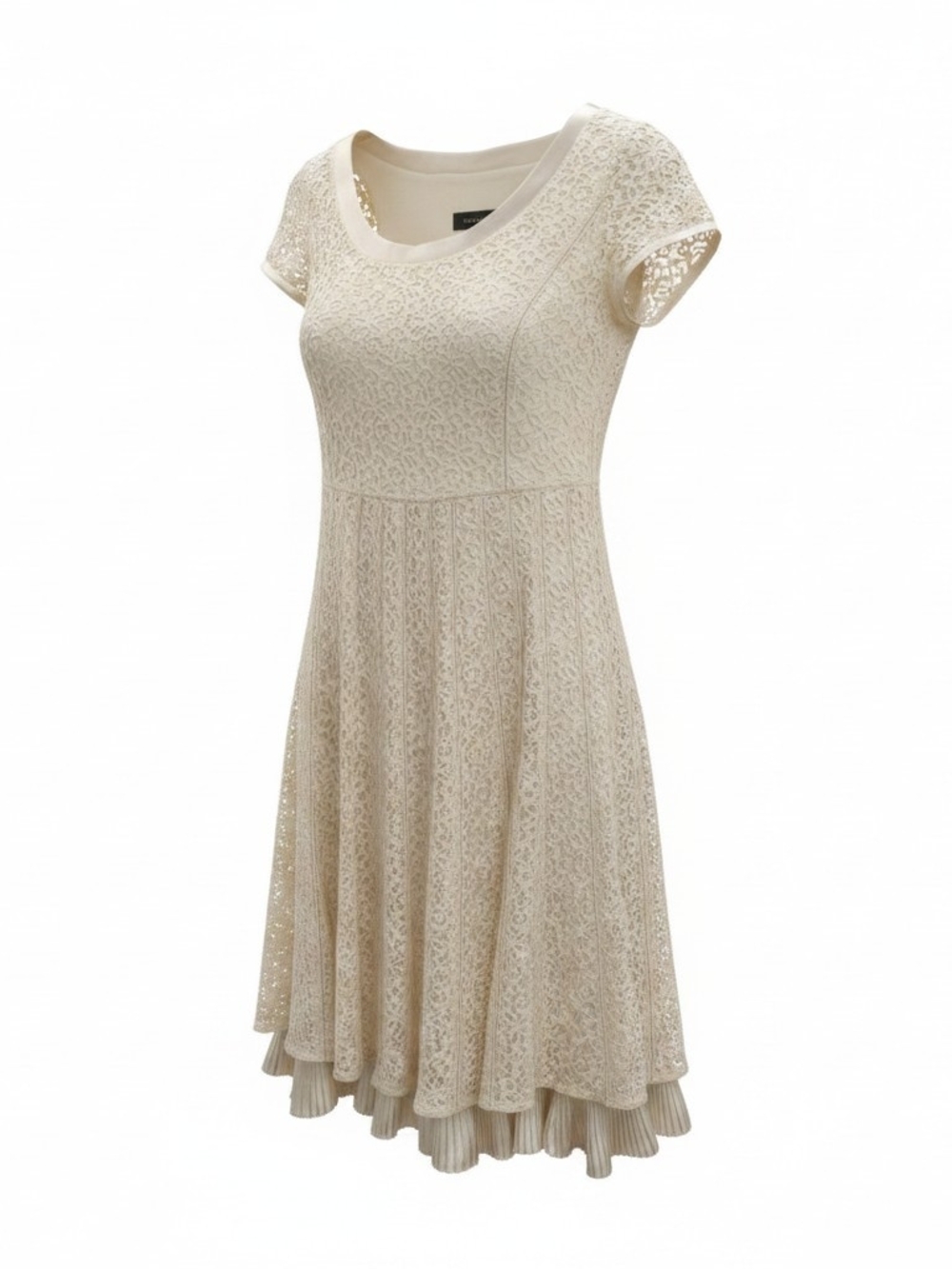 *Vintage* VIGOUR GRASS Cap Sleeve Dress: Lace Overlay on 100% Silk (Sz 4)